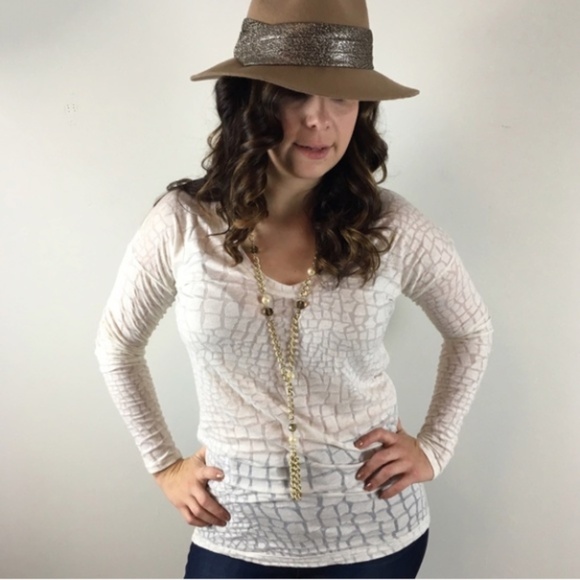 Rebecca Taylor Tops - Rebecca Taylor Crocodile Cream Top Small